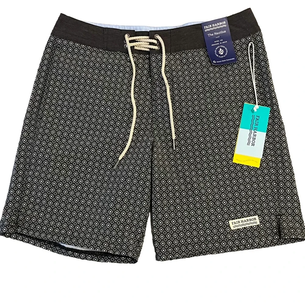 NWT Fair Harbor The Nautilus Boardshort Mens‎ 30 Black Beacon 8